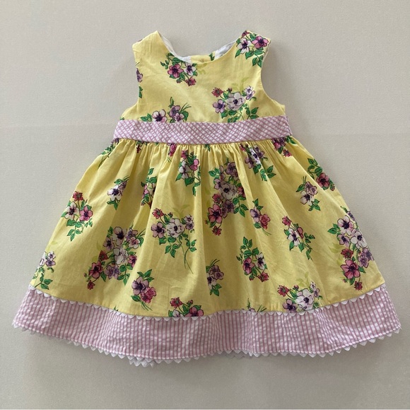 Rare Editions Baby Girl 18 Months Yellow Floral Dress Easter Spring Summer - Picture 1 of 10